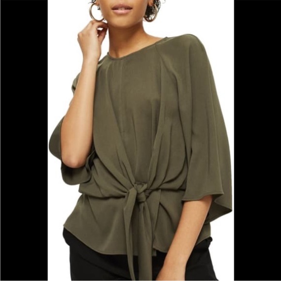 Topshop Women's Slouchy Knot Front Blouse - size 6 - Picture 1 of 9